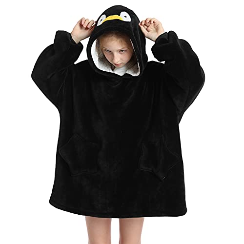 JERYMUND Kids Oversized Blanket Hoodie, Sherpa Wearable Blanket for Children Teens Fluffy Giant Hooded Sweatshirt
