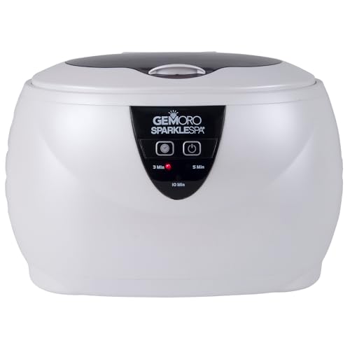 GemOro LUXESPA | Personal Ultrasonic Jewelry & Eyeglass Cleaner with 5 User-Programmable Timed Cleaning Cycles | Professional Performance Machine for Rings Watches Glasses Earrings (1796)