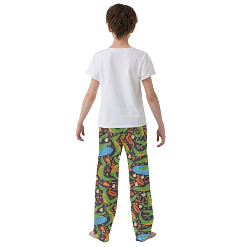 Gator Swimming Boys Long Pants Soft Trousers Elastic Waist Kids Lounge Bottoms with Pockets S-XL3