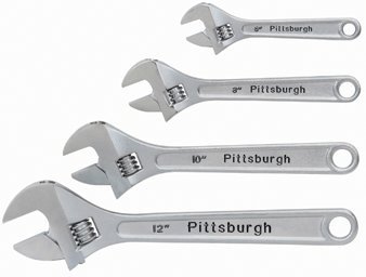 Pittsburgh 4 Piece Adjustable Wrench Set