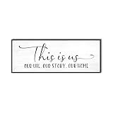 YPY This Is Us Family Wall Decor Sign for Living Room, Farmhouse Home Decor Wall Entryway Quotes Bedroom Decorative Plaques Art 32'' x 12''