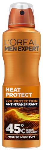 L'Oréal Men Expert XXL Deospray für Männer, Bodyspray gegen Schweißgeruch, Schwitzen und Nässe, Herren Deo Antitranspirant für hohe Temperaturen bis zu 45°C ohne Alkohol, Heat Protect, 1 x 250 ml