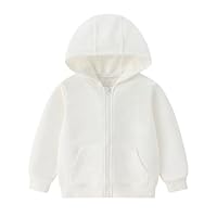 YAGATA Toddler Hoodie Jacket Boys Long Sleeve Full Zip Hooded Solid Fall Winter Sport Pullover Sweatshirt Coat for Kids