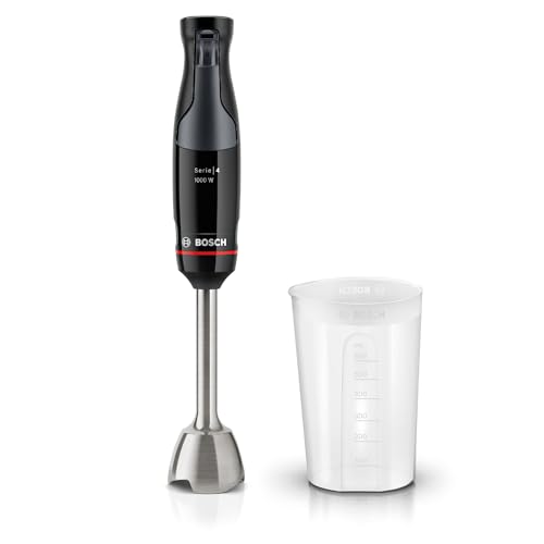 Bosch Stabmixer ErgoMaster Serie 4 MSM4B610, einhändig bedienbar, Edelstahl-Klingen, verschleißfreie Keramik-Kupplung, Mixbecher, Einschaltsperre, 1000 W, schwarz Bosch Stabmixer ErgoMaster Serie 4 MSM4B610, einhändig bedienbar, Edelstahl-Klingen, verschleißfreie Keramik-Kupplung, Mixbecher, Einschaltsperre, 1000 W, schwarz