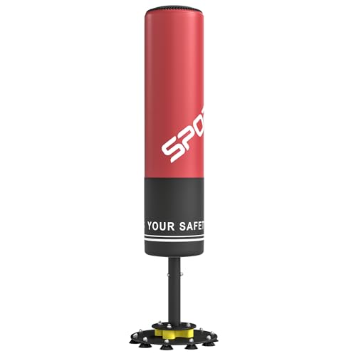 SPORTNOW Boxsack freistehend 135 cm Standboxsack mit 10 Saugnäpfen und Stoßdämpfer, Kickboxsack Boxing Trainer für Erwachsene Jugendliche Fitness Boxsack für Boxtraining MMA-Training