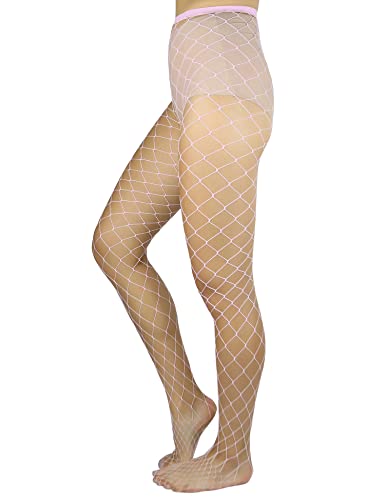 Image of Lastclream High Waisted Fishnet Tights for Women Sexy Fishnets Stockings Full Footed Fishnet Sheer Pantyhose Plus Size