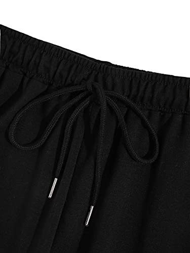 Soly Hux Women's Butterfly Print Drawstring High Waisted Sweatpants Joggers Pants Black M #TOP3