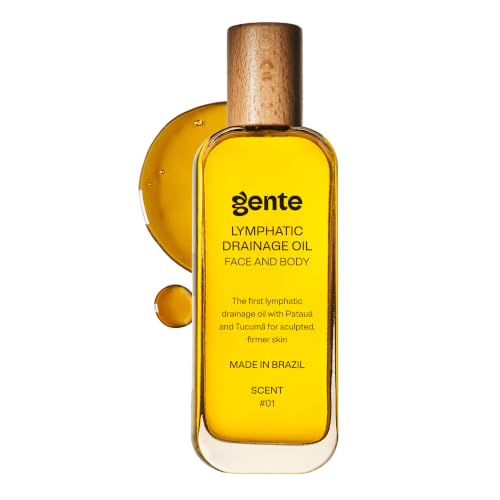 Gente Beauty Lymphatic Drainage Oil for Body & Face Scented Skin Tightening & Sculpting Oil Caffeine Body Oil for Circulation & De-Puffing Bright Citrus & Soft Musk Massage Oil 100ml