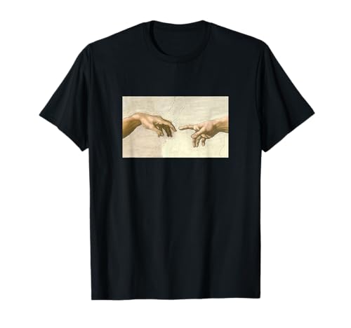 Grandes diseños de ropa de pinturas de arte Creación de Adam Michelangelo Historia del arte Camiseta Unisex-jóvenes Black Talla S
