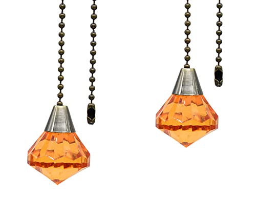 2Pcs Ceiling Fan Light Pull Chain Extension,Acrylic Diamond Pull Chain for Ceiling Light Lamp Fan Chain (Brown)