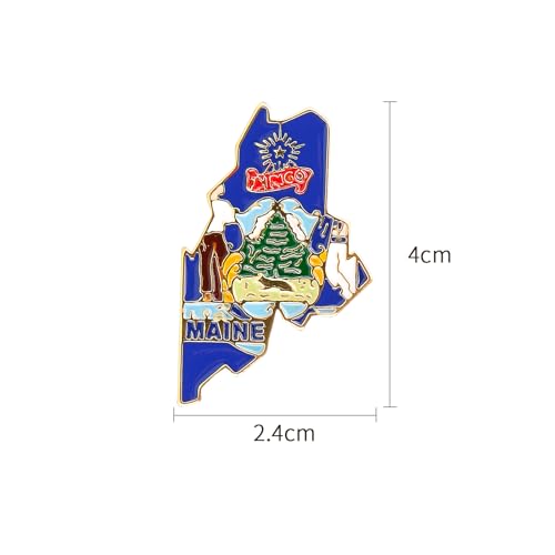 Image of State Shaped Map Lapel Metal Pin Enamel Brooch Keepsake Beautifully Designed for Backpack Hat