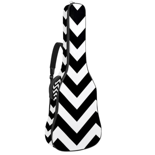 Housse guitare acoustique imperméable 104cm et étui souple zigzag noir et blanc avec bretelles