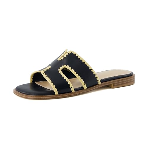CUSHIONAIRE Voyage Cutout Strap Slides for Women, Slip On Summer ...