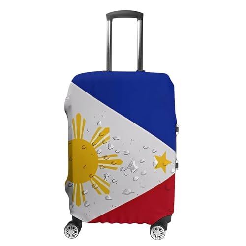 Philippines Flag with Water Drop Travel Luggage Cover for Suitcase 19-32 Inches Elastic Washable Baggage Protector