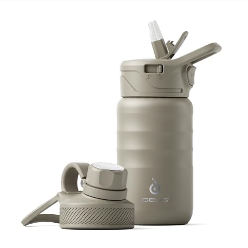 Ideus Vakuumisolierte Wasserflasche, 360 ml Edelstahl Doppelwand Flasche Metall Sport Kantine mit auslaufsicherem Schraubverschluss – Ansicht 1