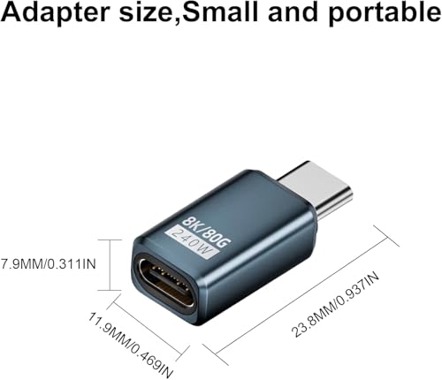 Image of ETZIN USB C Extension Adapter [80Gbps /240W PD /8K@60Hz] 1-Pack, Male to Female USB Type C Extender Support Type C Fast Charging for Thunderbolt 5 /4, Steam Deck, Switch EPL-1553CC