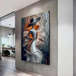 Silhouette de femme abstraite sur toile déco murale chambre contemporaine ruban fluide