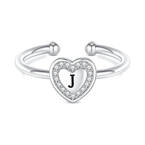 BRIJewlic Heart Initial Silver Ring Cover