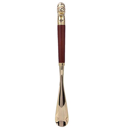 Shoe Horn Long Handled Metal Lion Head Shoe Horn Wooden Long Handle Shoe Lifter Shoe Spoon Tool for Men Lady(Brown, 49cm)