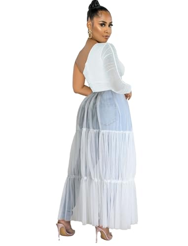 chicyes Dresses for Women Wedding Casual Plus Size Party Cocktail Outfits One Shoulder Tops High Waist Tunics Free People2