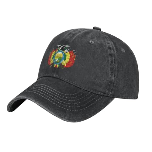 KWQDOZF Gorra de béisbol con Estampado del Escudo de Bolivia para Hombre y Mujer, Estilo papá, Ajustable, Color Negro