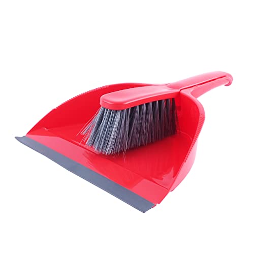 Bauster® Kit de balayage avec poils spéciaux, balai avec pelle, ensemble de pelle avec lèvre en caoutchouc, balayette et pelle avec bord grattoir et œillet de suspension, balayette à main Cover