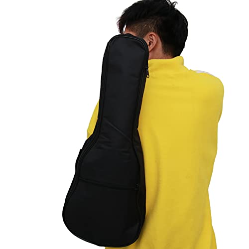 SWOOMEY Ergonomic Double Shoulder Ukulele Bag 21 Inch Acoustic Folk Case Side Straps Black Padded Bag for Travel