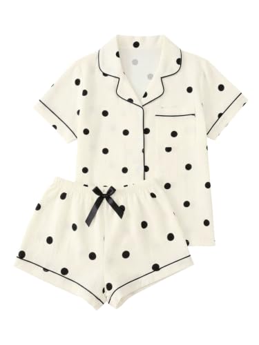 Image of Verdusa Pajamas For Women Set 2 Piece Summer Pajama Sets Cute Pjs Lounge Matching Button Shirt with Shorts
