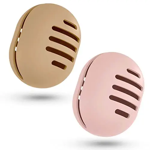 Fauxomor 2 Pcs Makeup Sponge Holder,Double-sided Breathable Silicone Beauty Blender Holder for Travel,Shatterproof Make Up Case for All Sponges Sanitary Reuse Easy to Carry,Khaki+Pink