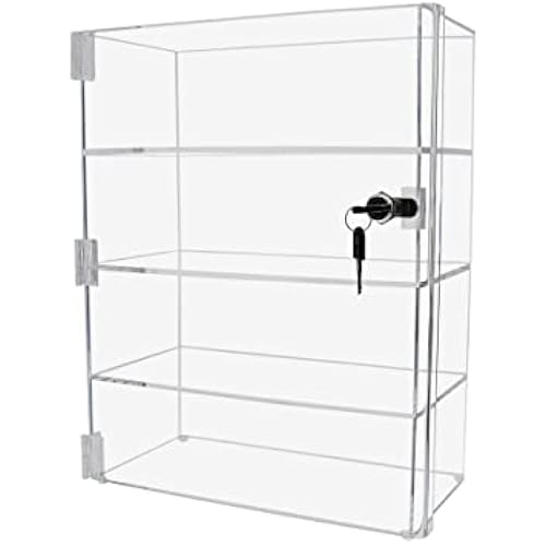 Marketing Holders 2 Pack Acrylic Locking Vertical Cabinet with Keys 12" x 6" x 16" Clear Tall Countertop Locker One Piece No Assembly with Swinging Door for Retail Merchandise