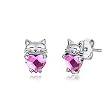 Cat Earrings 925 Sterling Silver Cute Animal Kitten Stud Earrings cat Jewelry Gifts for Women Girls