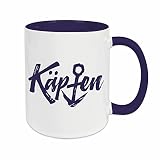 Käpten Tasse - Maritim Kapitän Anker Kaffeetasse Meer Friesisch Kaffeebecher / dunkelblau