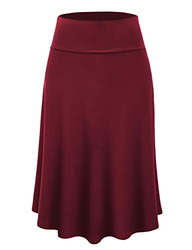 Image of FRAULEIN Women's Midi Skirt Wide High Waist Vintage A-Line Flared and Swingy Skirt