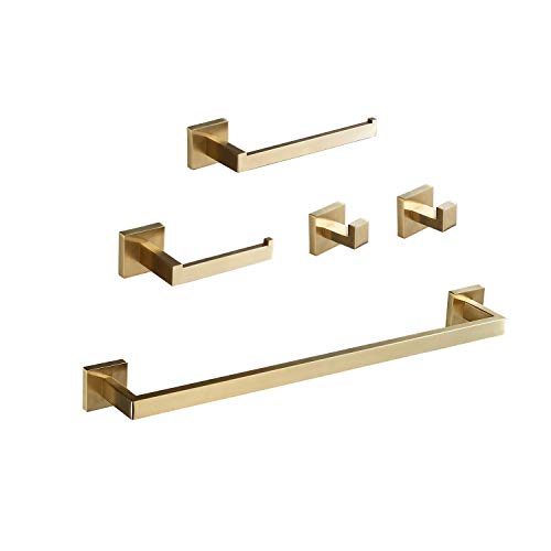 3-teiliges Badezimmer-Set Aus Edelstahl – Handtuchhalter, Toilettenpapierhalter Und Doppelhaken In Gebürstetem Gold