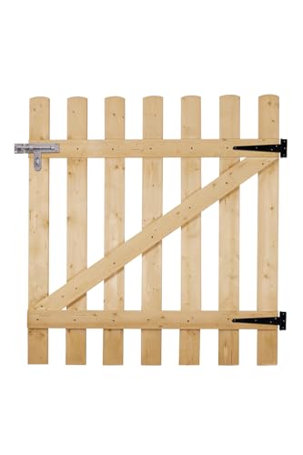 INMOZATA Garden Gate Wooden Pedestrian Gate with Gate Lock and Hinge 3ft Wide x 3ft High (90cm W*90cm H)