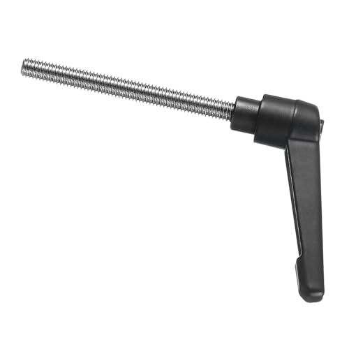 Image of uxcell Adjustable Clamping Lever Handle M6 x 60mm Metric 304 Stainless Steel Male Threaded Stud Hand Knobs Push Button Ratchet Rotating Screw Handles Bolts with Locking Lever Black