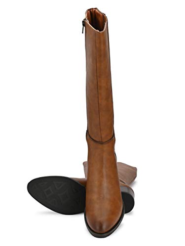 Image of Delize Tan Womens Mid Heel Knee Boots