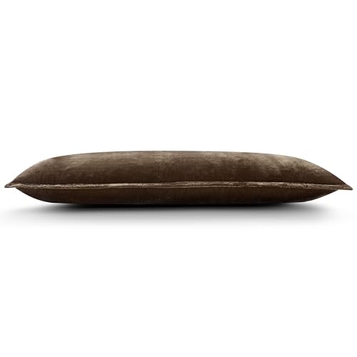 Image of HiEnd Accents Stella Faux Silk Velvet Green Ochre Long Lumbar Pillow