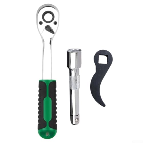 3 cabezales adaptadores de llave de palanca con barra de extensión para llaves de trinquete, herramienta de palanca de accionamiento de 2 y 3/8 pulgadas, cromo tratado térmicamente (3/8 pulgadas)