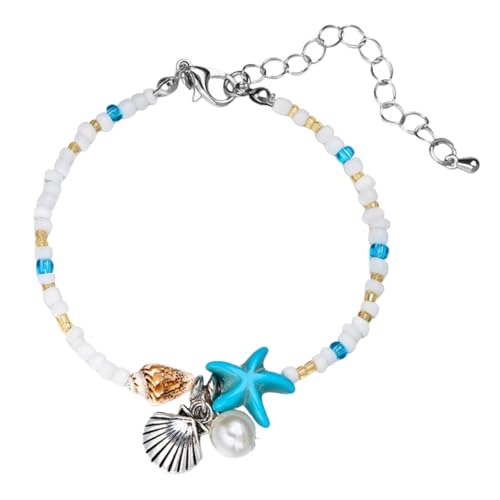 Bracelet à perles coquillage et étoile de mer ajustable style bohème chic