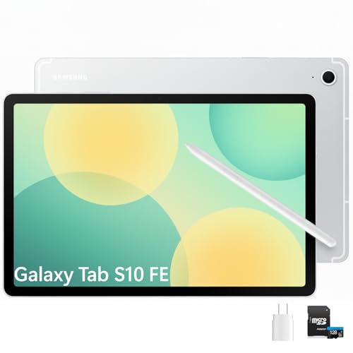 Samsung Galaxy Tab S10 FE 10.9' Wi‑Fi 128GB Tablet US Ver. with S Pen, 90Hz Display, IP68 Water Resistant, Long Battery Life– Ideal for Study, Work & Ent. – Include 128GB microSD& Fast Charger– Silver