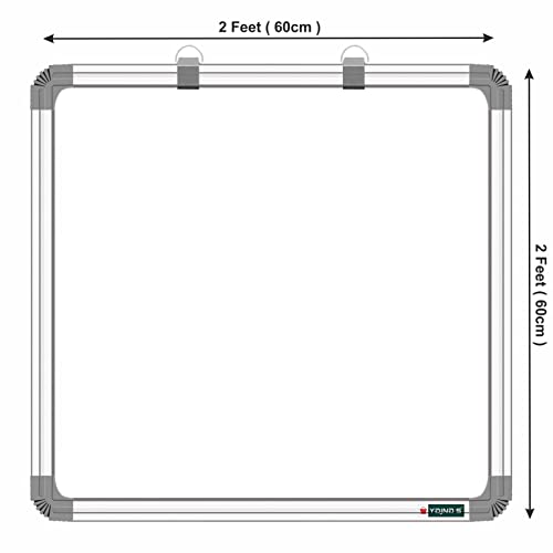 YAJNAS Non Magnetic (60CM x 60CM) 2X2 Feet Double Sided White Board and Chalk Board Both Side Writing Boards, one Side White Marker and Reverse Side Chalk Board Surface - Set of 1
