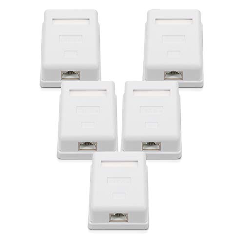 kwmobile 5X CAT 6A Aufputz Netzwerkdose 1 Port - RJ45 Buchse 10 Gbit/s - Netzwerk LAN Aufputzdose - Netzwerkkabel Internetdose Set in Weiß