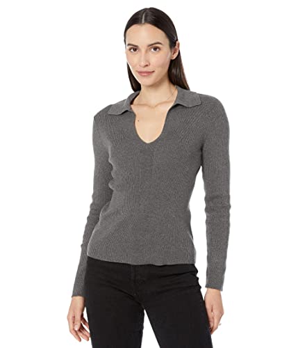 Image of Calvin Klein Women's Johnny Collar V Neck Lightweight Long Sleeve Comfortable Sweater