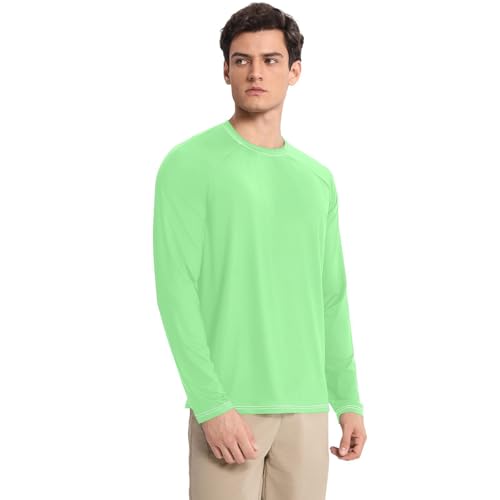 Pale Green Light Green Long Sleeves UPF 50+ Comfortable Round Neck Sun Protection Long Sleeve Hiking3