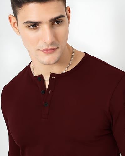 Image of LAZYCHUNKS Luxury Men's Full Sleeve Henley T-Shirt - Soft, Breathable, Stylish (Men's Henley T-Shirt), Great for Party and Casual wear