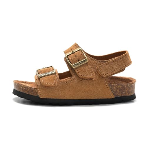 SywzX&xfybz Summer Kid's Cow Suede Leather Soft Sole Cork Sandals Breathable Sports Children Sandals Outdoor Girls Boys Beach Slippers4