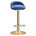 Regulowane obrotowe stołki barowe, krzesła barowe śniadanie stołki do jadalni na wyspie kuchennej, stołki barowe, aksamitne siedzisko + złote metalowe nogi, niebieski
