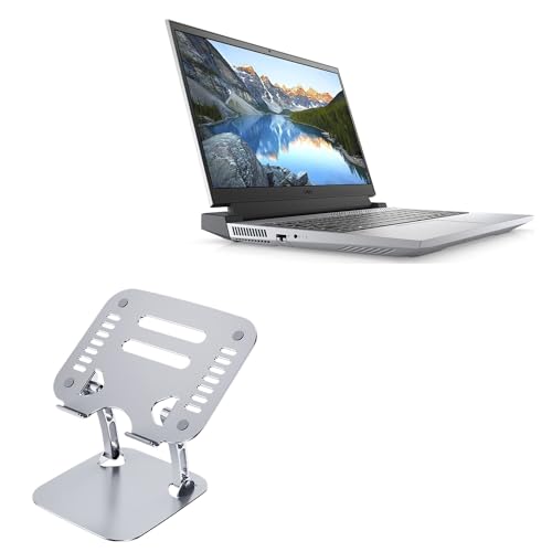 BoxWave Stand and Mount Compatible with Dell G15 - Executive VersaView Laptop Stand, Ergonomic Adjustable Viewing Angle Metallic Riser - Metallic Silver