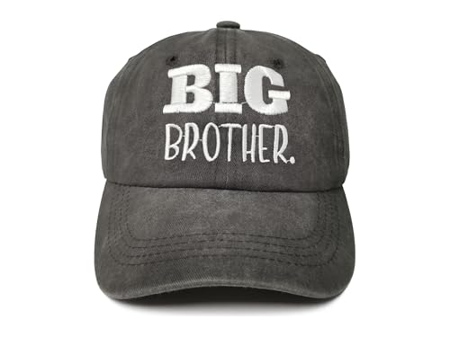 ZKFE Embroidered Big Brother Hat for Boy Big Bro Birthday Gift Washed Black Embroidery Baseball Cap for Kids Child